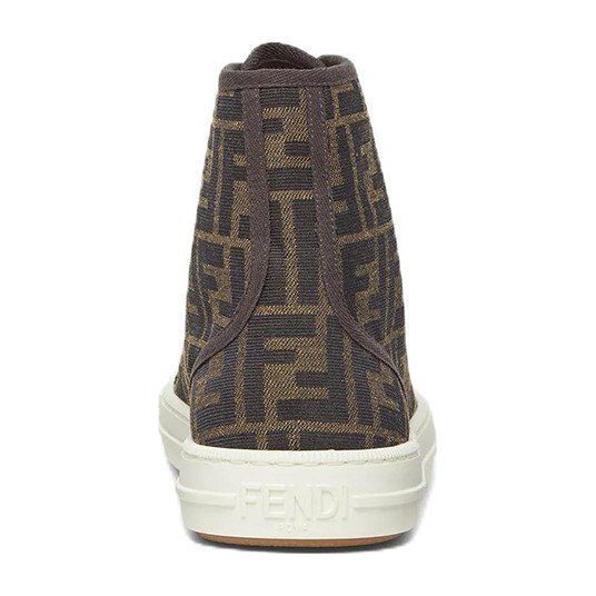 Fendi Domino Canvas High-Top Sneakers Brown