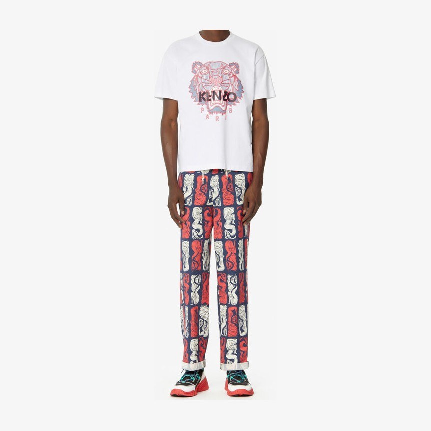 KENZO Tiger Head Print Cotton T-Shirt White