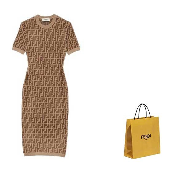 Fendi FW22 Logo Knit Dress