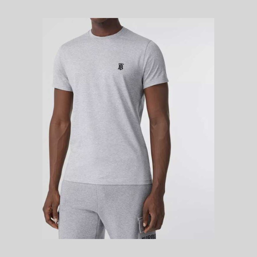 Burberry Logo Embroidered Crewneck T-Shirt Grey