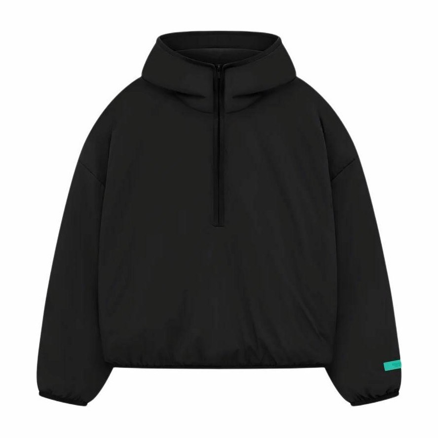 Fear of God Essentials Nylon Filled Halfzip Hoodie Jet Black