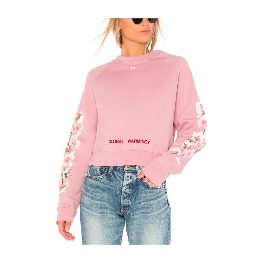 OFF-WHITE Virgil Abloh FW Pink Floral Bee Crewneck