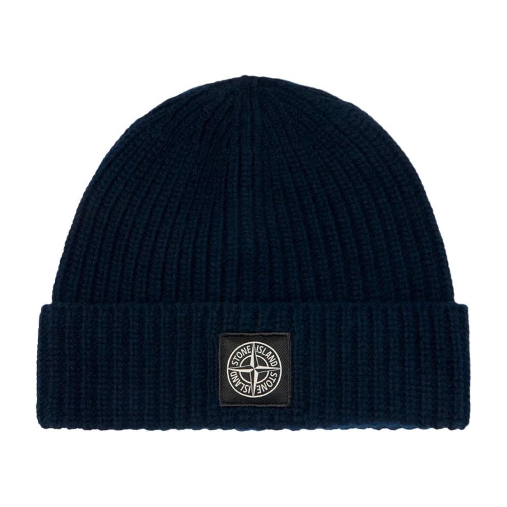 Stone Island Wool Logo Beanie Blue