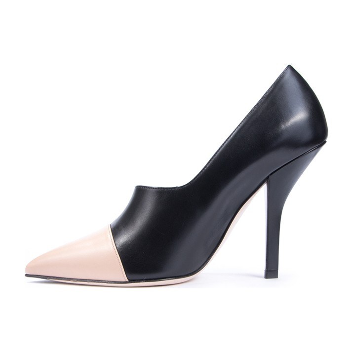 Fendi Leather High Heels Black Beige