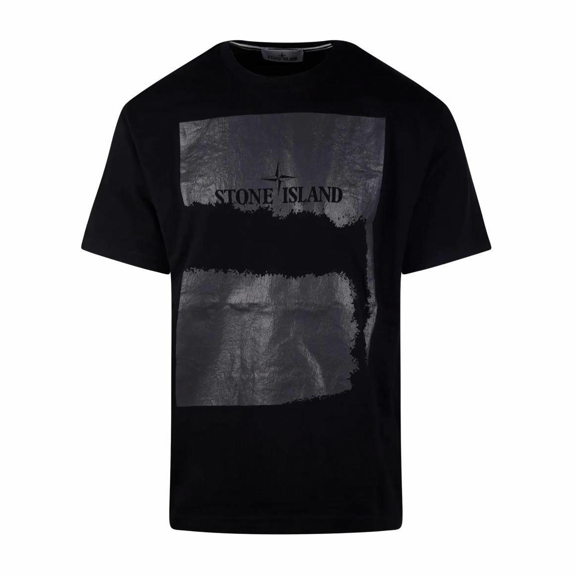 Stone Island Logo Print Crewneck T-Shirt Black