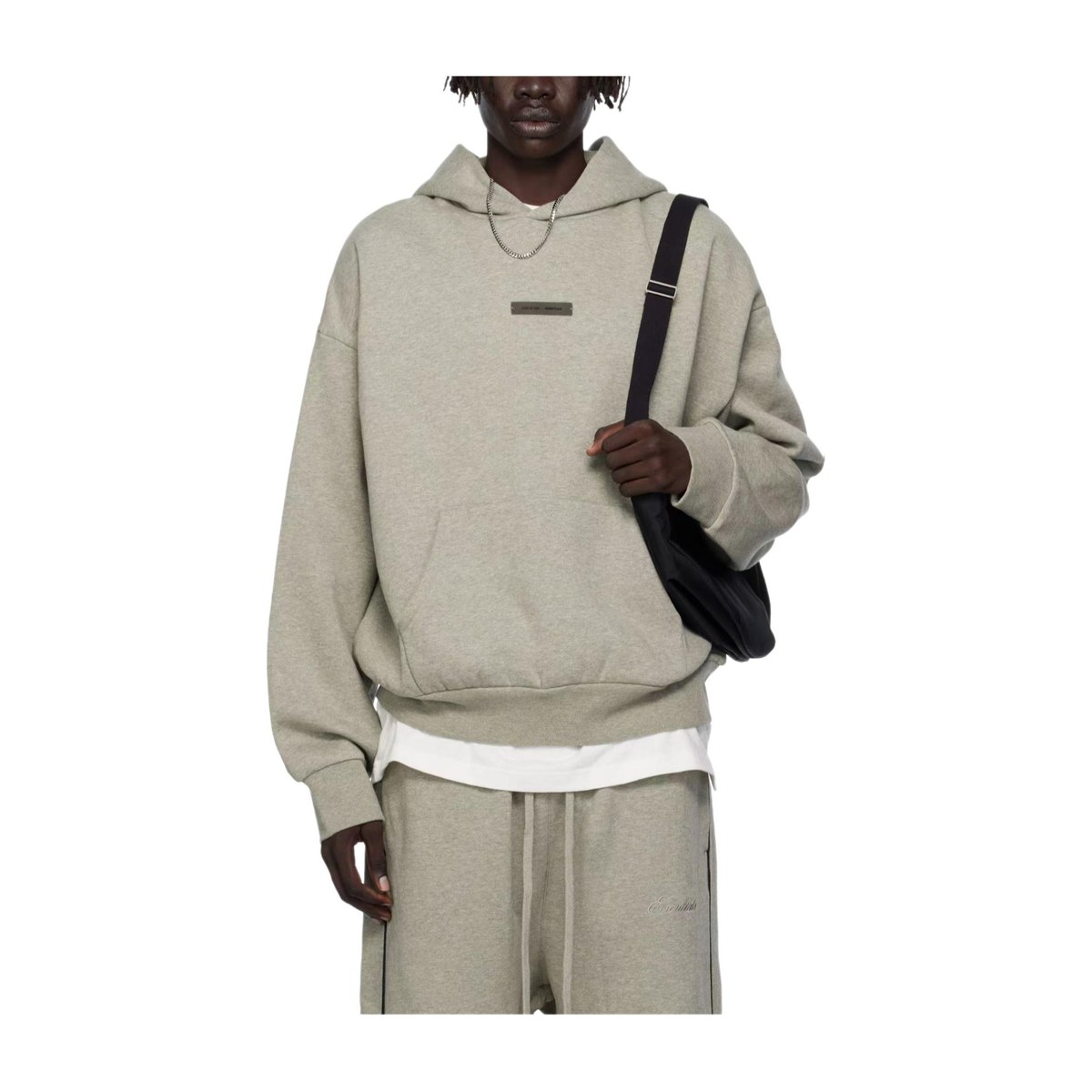Fear of God Essentials SS25 Classic Fit Fleece Hoodie Concrete Heather
