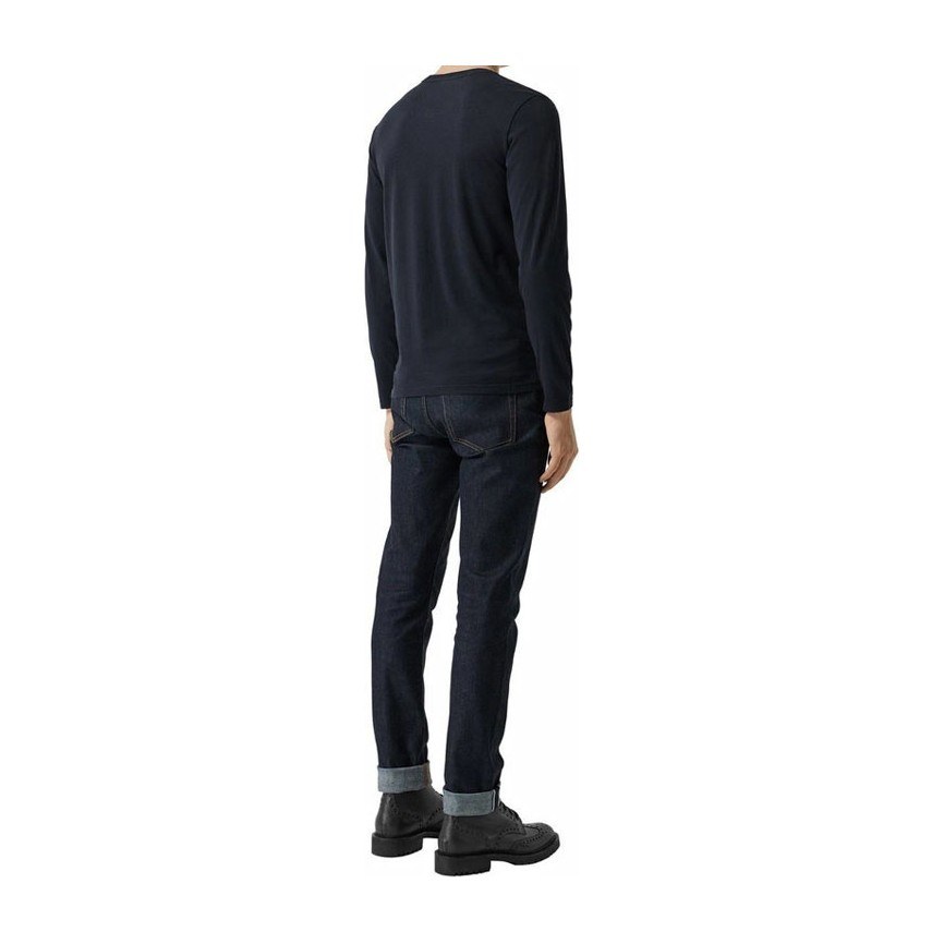 Burberry Logo Crewneck Long Sleeve Tee Navy