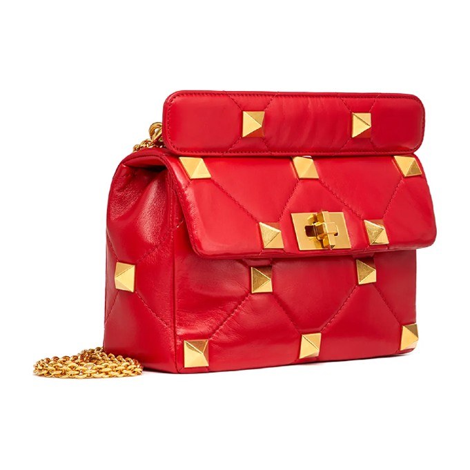 Valentino Napa Roma Studded Chain Bag Red