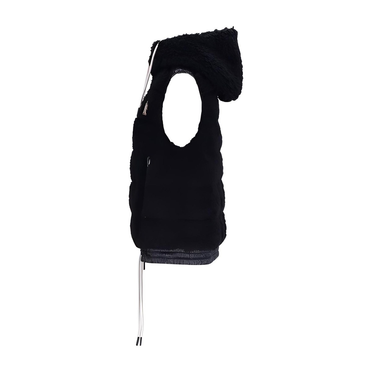 Moncler Logo Mid-Length Hooded Vest Black