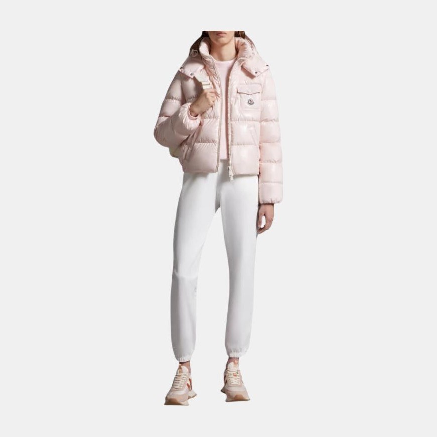 Moncler Logo Hooded Down Jacket Pink