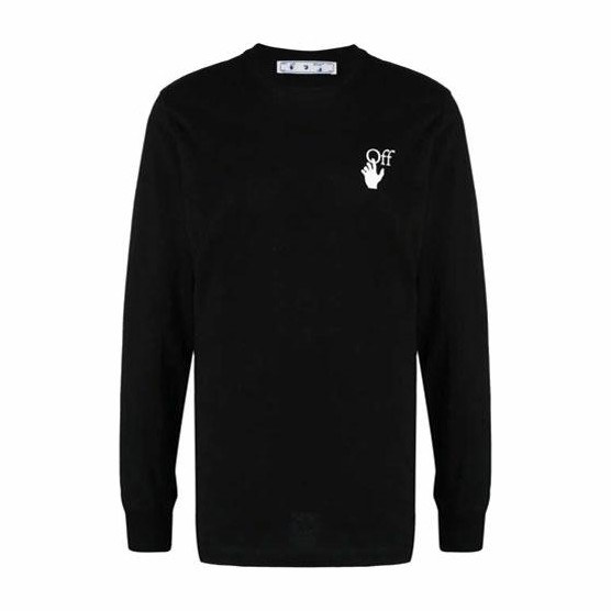 OFF-WHITE FW21 Logo Crewneck Long Sleeve Tee Black