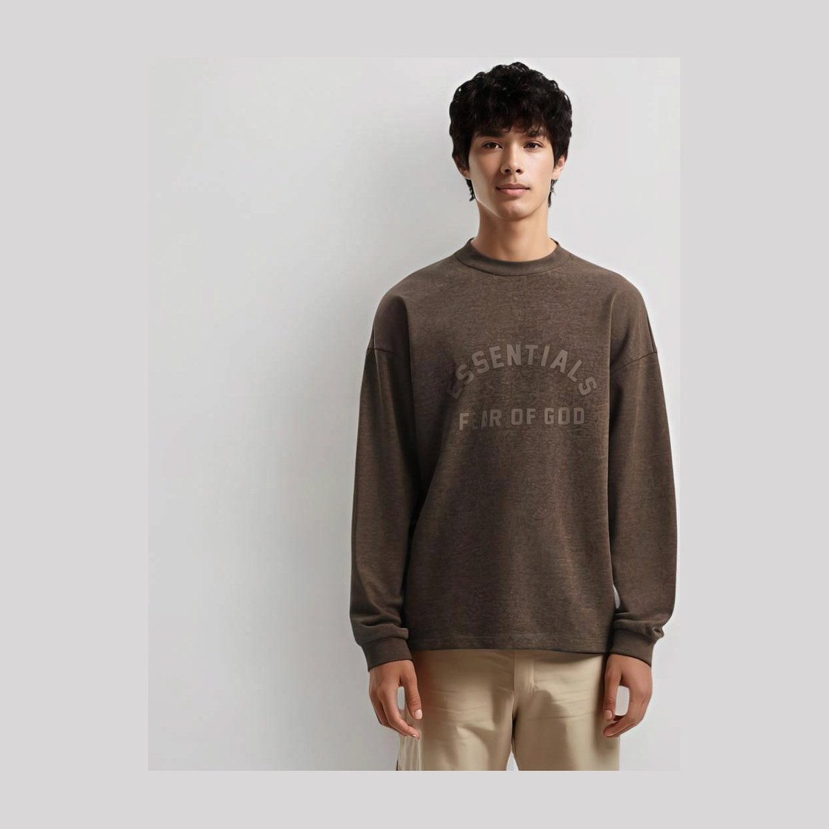 Fear of God Essentials SS24 Heavy L/S Tee Heather Wood