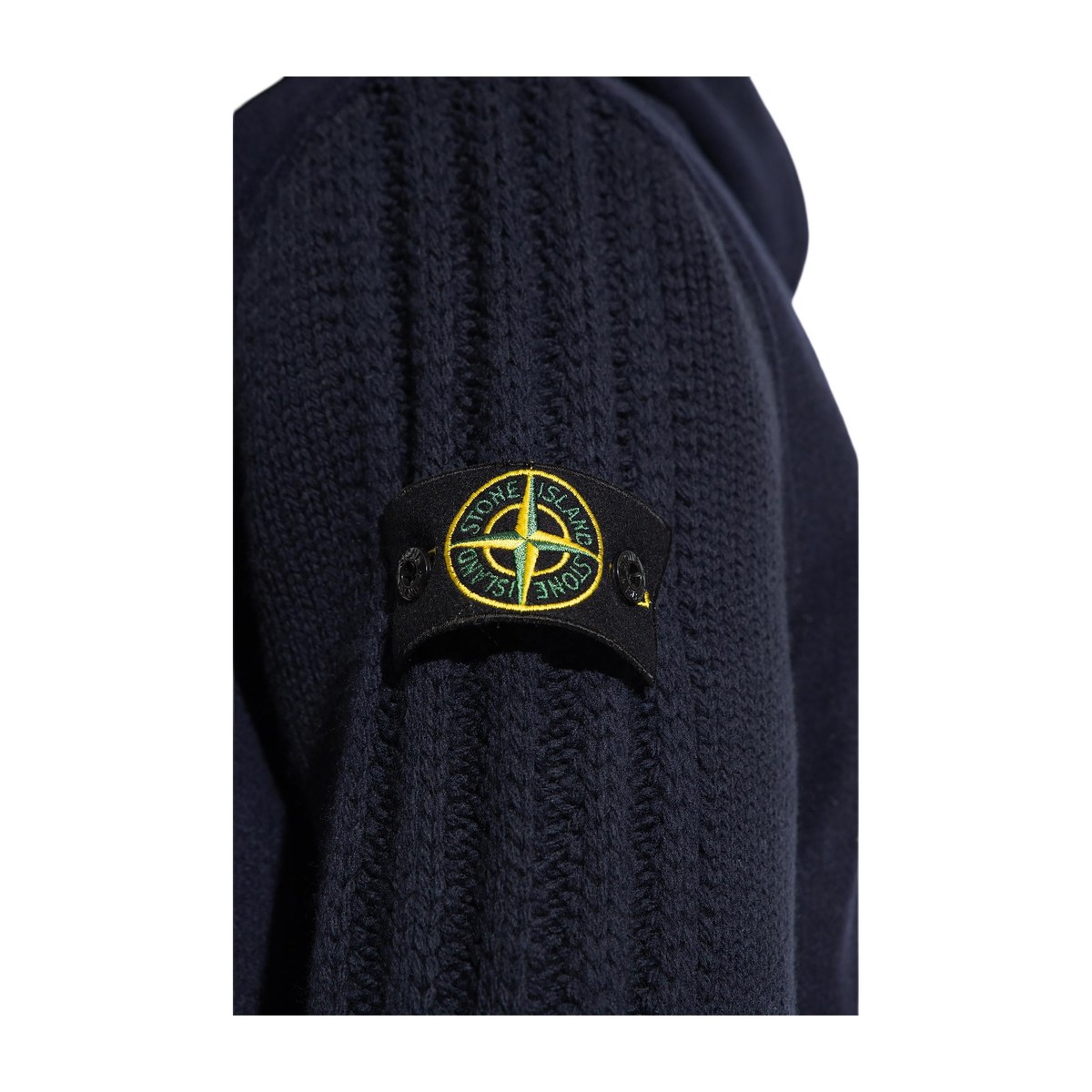 Stone Island Logo Zip Hoodie Jacket Blue