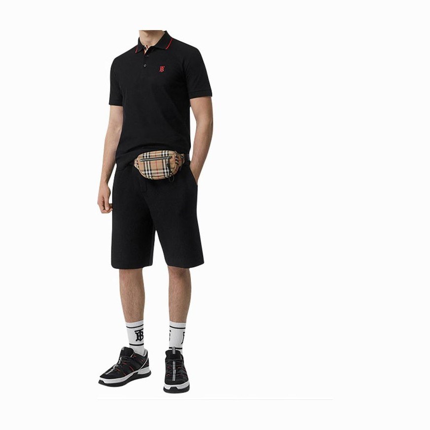Burberry Logo Embroidered Polo Shirt Black