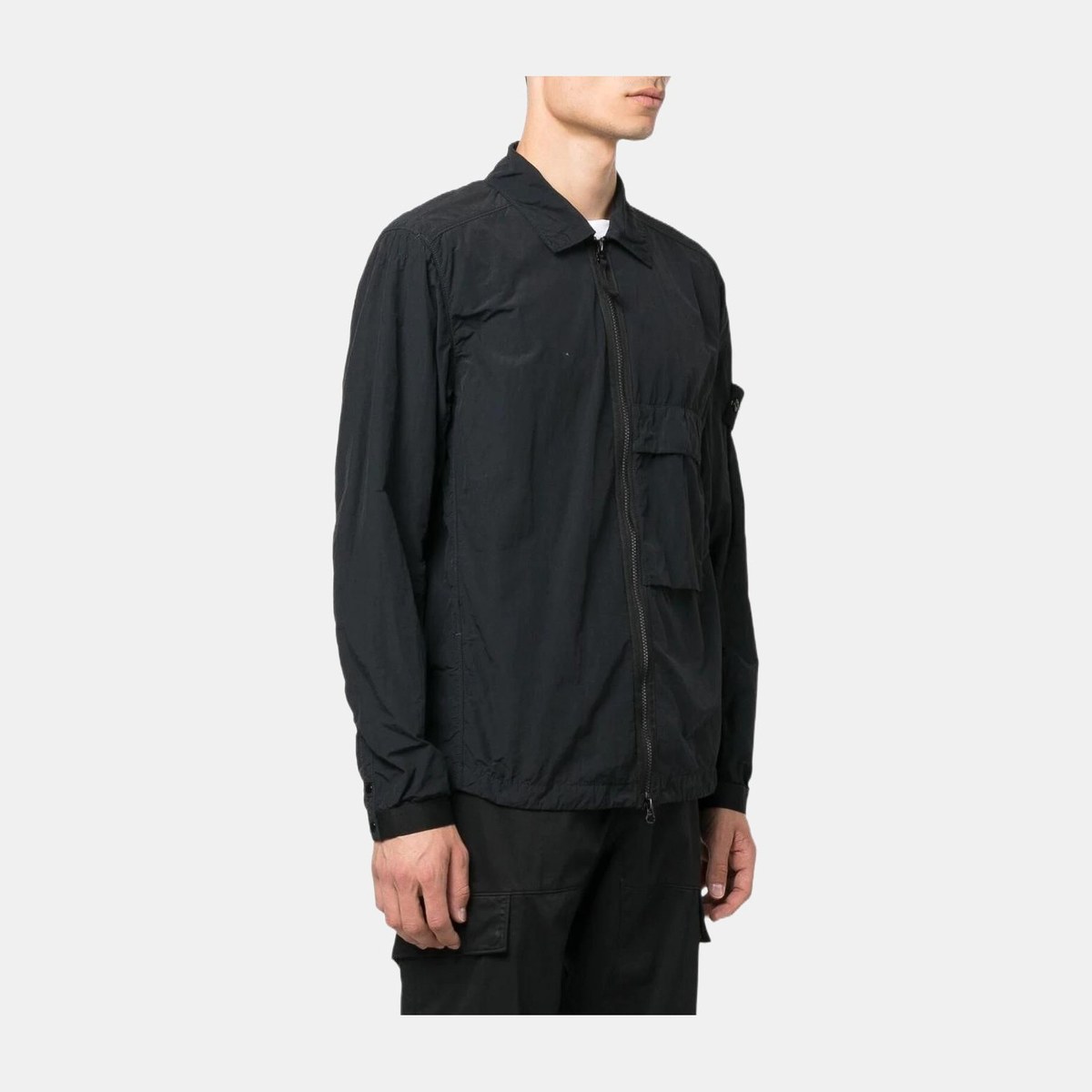Stone Island Logo Collar Jacket Black