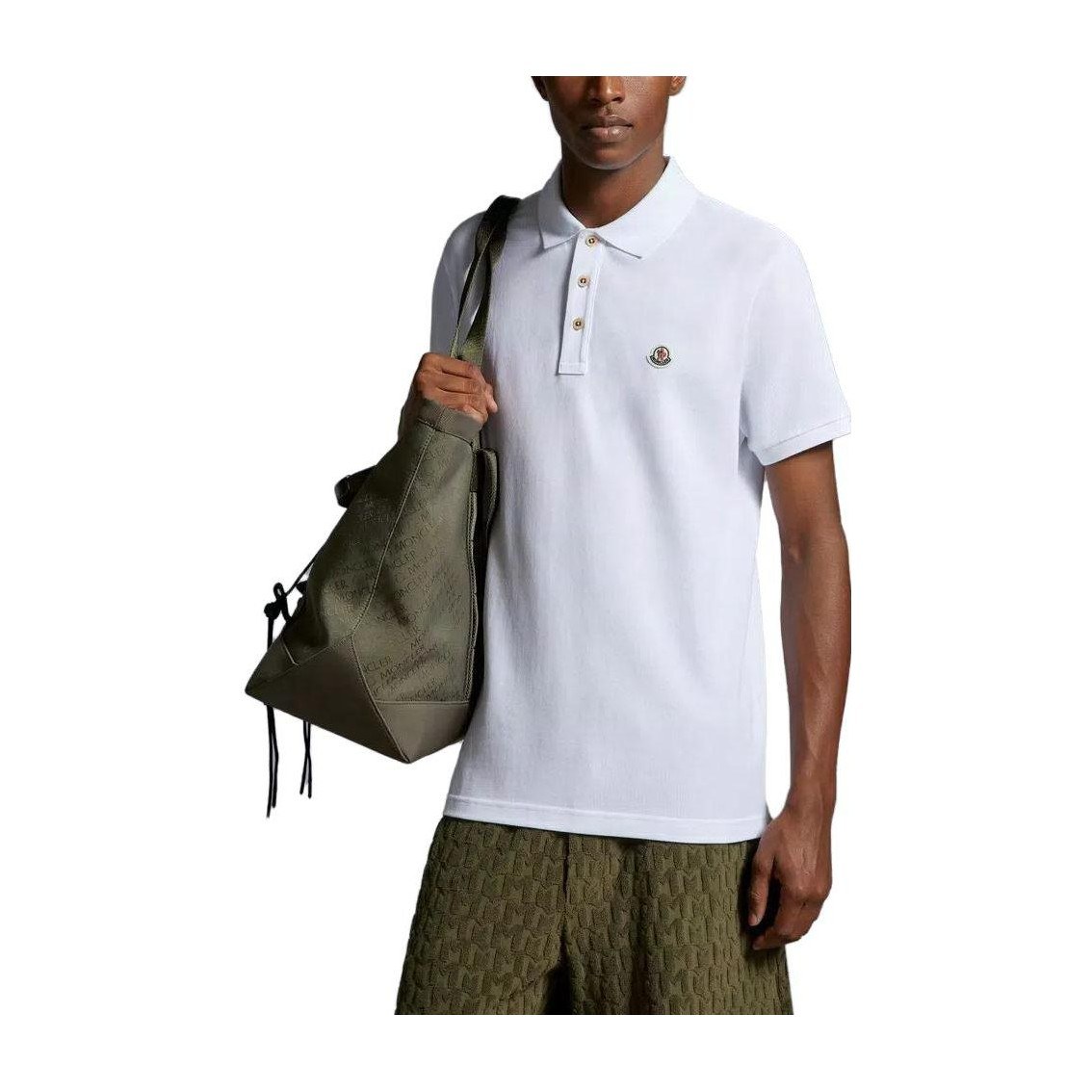 Moncler Logo Patch Polo Shirt White