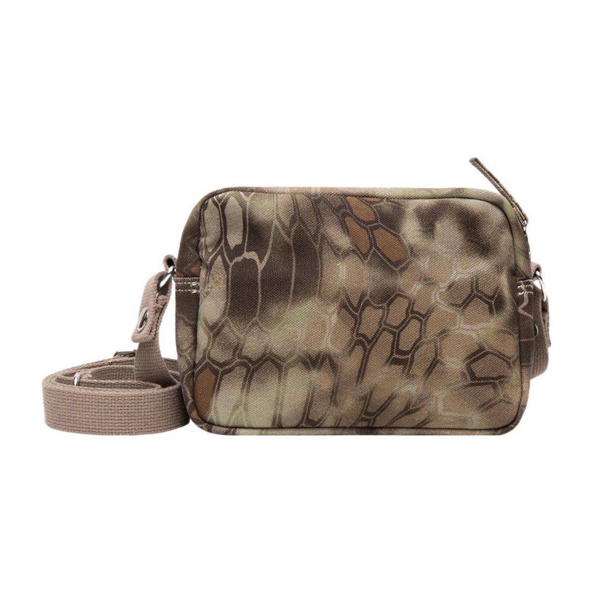 Stussy Logo Embroidered Zipper Shoulder Bag Brown Multicolor