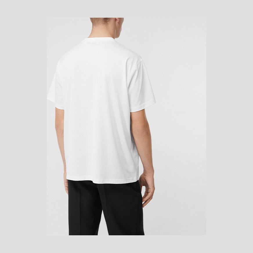 Burberry Logo Embroidered Cotton T-Shirt White