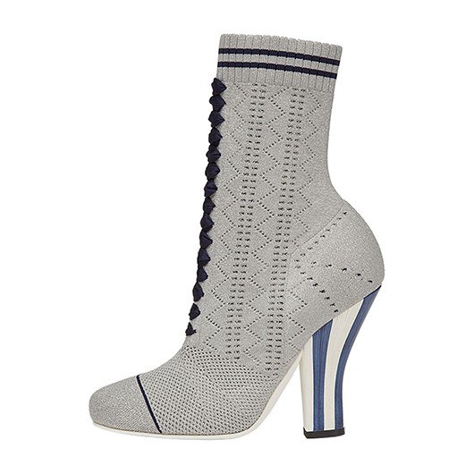 Fendi Knit Fashion Ankle Boots Grey