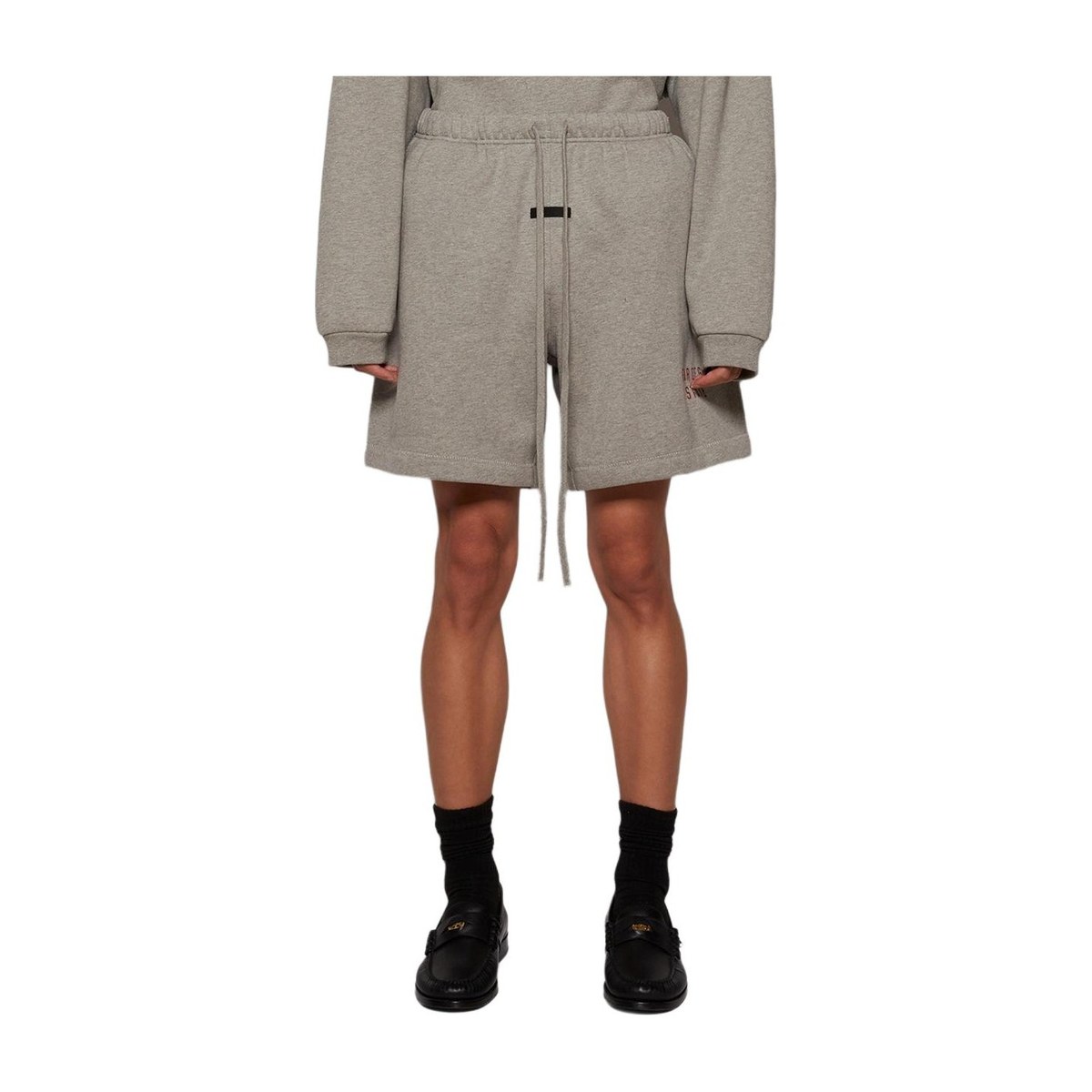 Fear of God Essentials Fleece Soccer Short Oatmeal Grey/Dark Heather