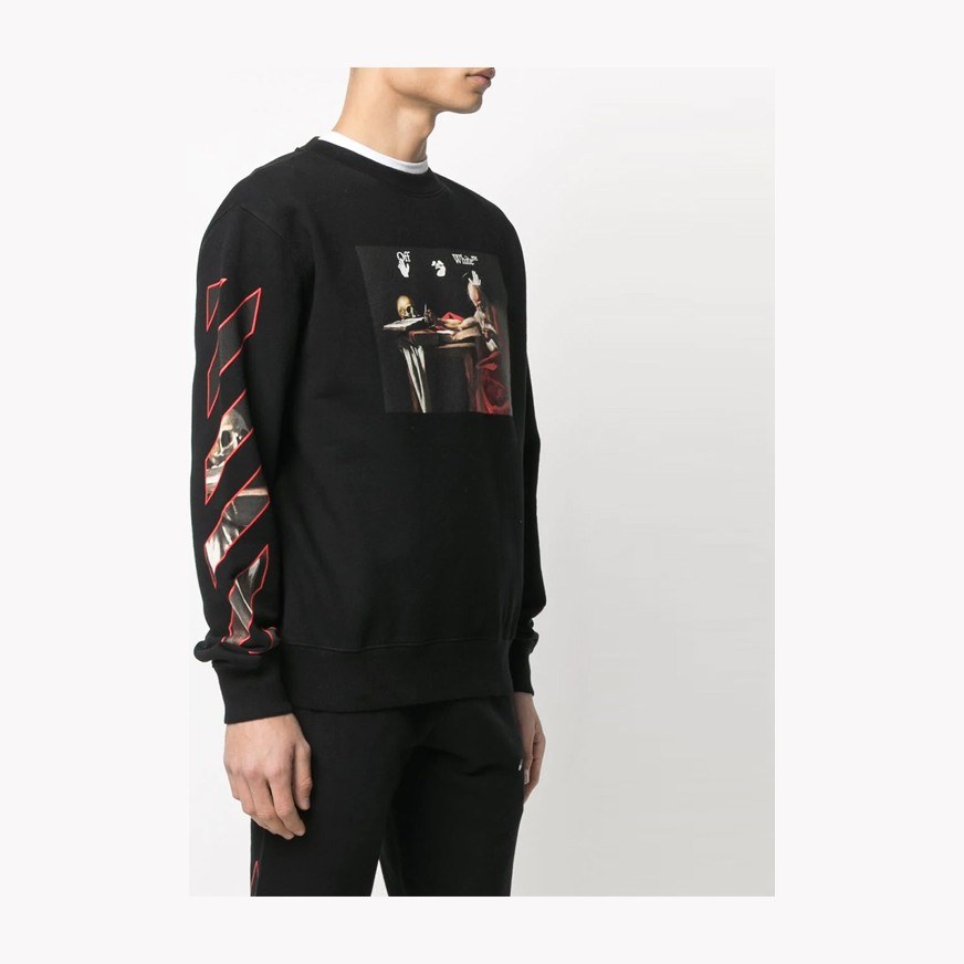 OFF-WHITE SS21 Caravaggio Print Crewneck Sweatshirt Black