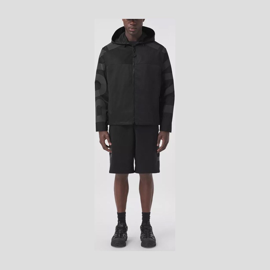 Burberry Letter Print Hoodie Jacket Black