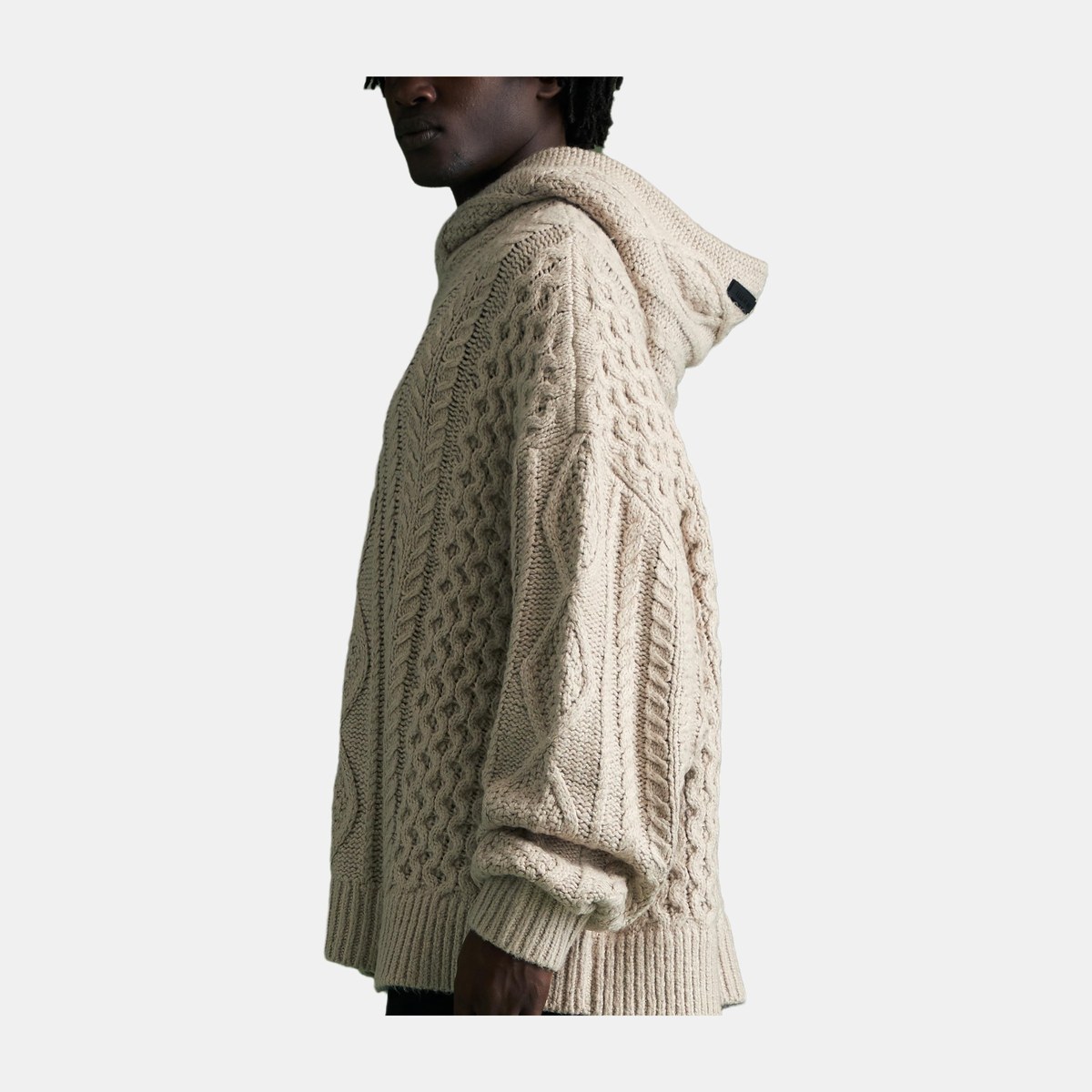 Fear of God Essentials Cable Knit Hoodie Silver Cloud