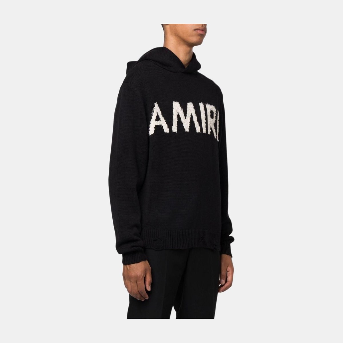 AMIRI FW22 Logo Embroidered Wool Hoodie Black