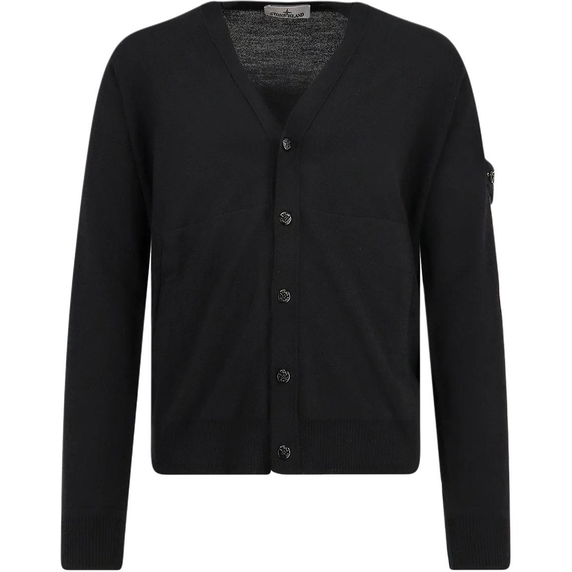 Stone Island V-Neck Knit Sweater Black