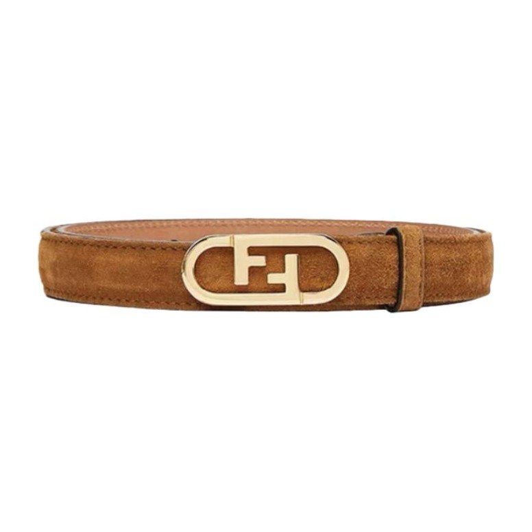 Fendi Logo Leather Belt Brown
