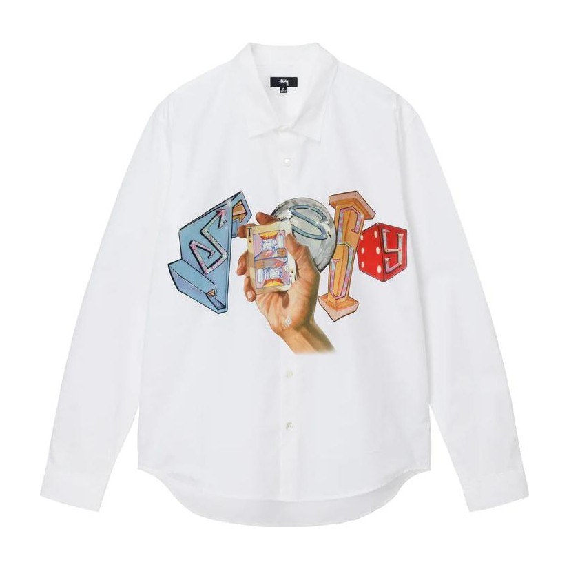 Stussy x Goldie Geometric Print Long Sleeve Shirt White