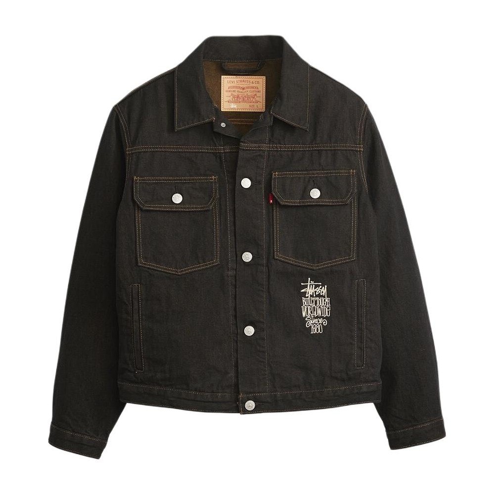 Stussy x Levi's SS24 Logo Embroidered Trucker Jacket Black