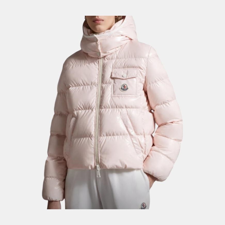 Moncler Logo Hooded Down Jacket Pink
