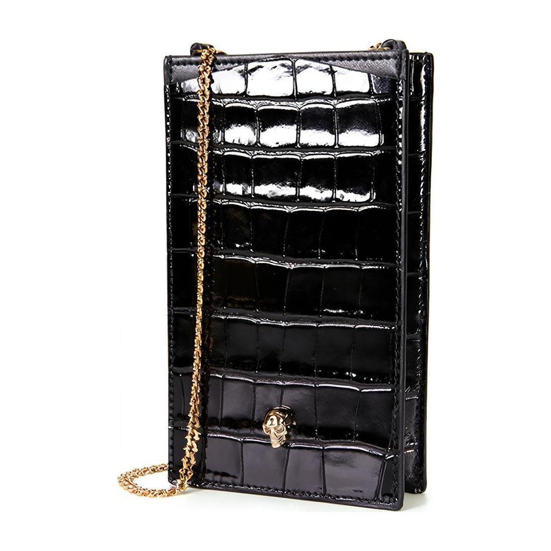 Alexander McQueen Skull Leather Phone Bag Black