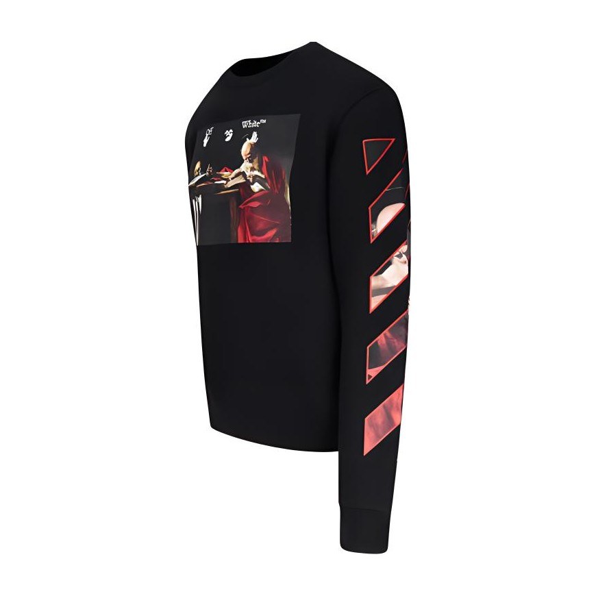 OFF-WHITE SS21 Caravaggio Print Crewneck Sweatshirt Black