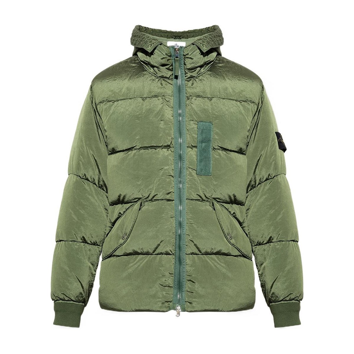 Stone Island FW22 Quilted Logo Down Jacket Olive