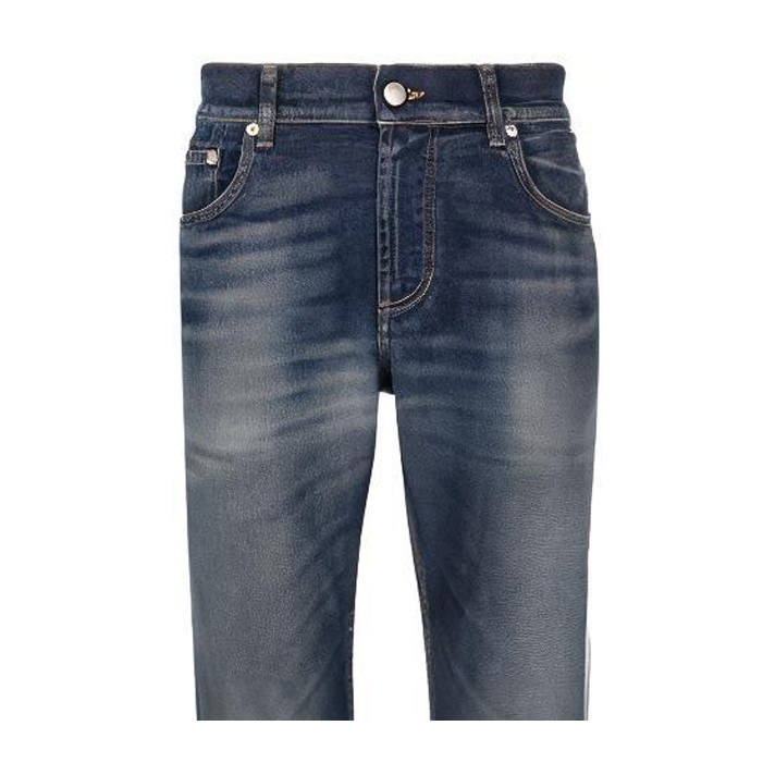 Alexander McQueen Graffiti High Waist Jeans Blue
