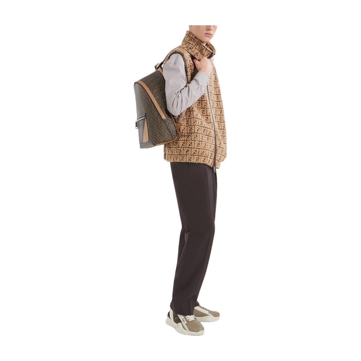 Fendi Logo Jacquard Vest Brown
