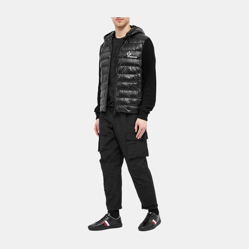 Moncler Logo Hooded Down Jacket Black