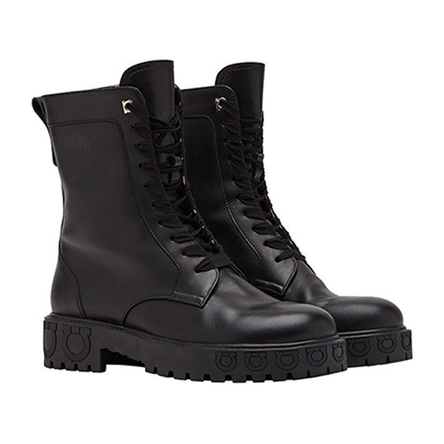 Ferragamo Gancini Biker Boots Black