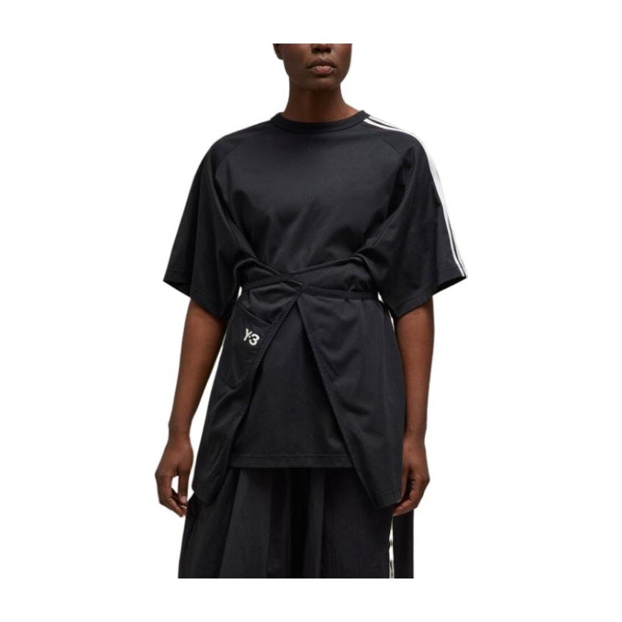 Y-3 Striped Loose Crewneck T-Shirt Black