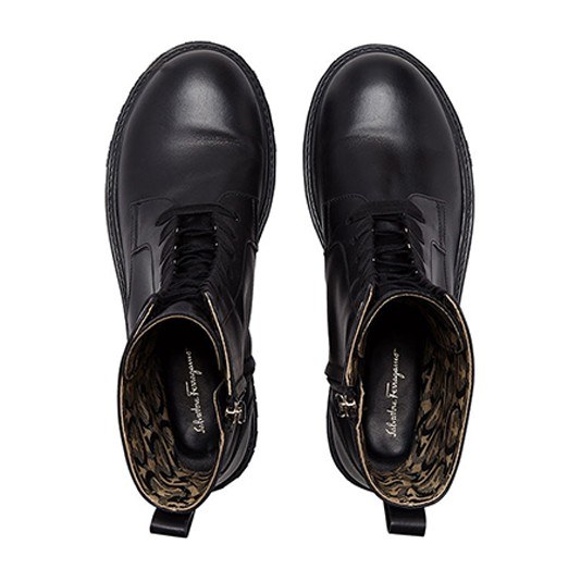 Ferragamo Gancini Biker Boots Black
