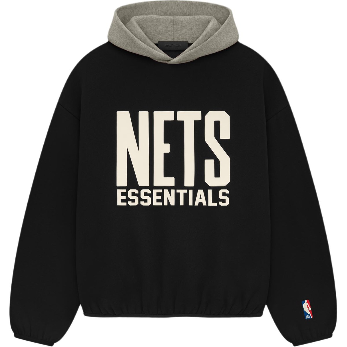 Fear of God Essentials x NBA Pullover Hoodie Nets Black Warm Gray