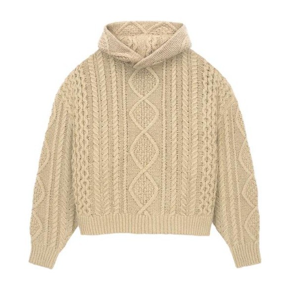 Fear of God Essentials Cable Knit Hoodie Gold Heather