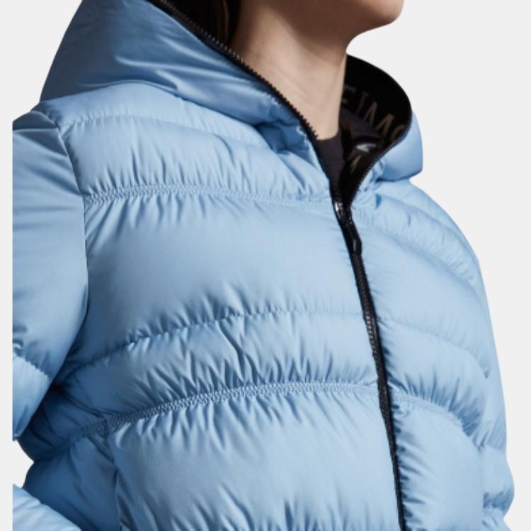 Moncler Hooded Zip Short Down Jacket Blue