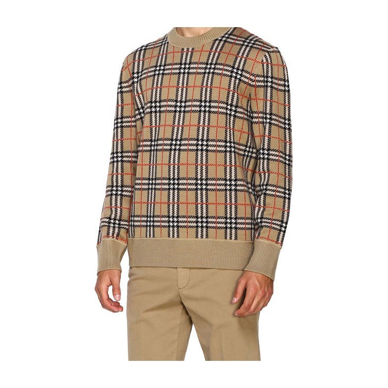 Burberry Classic Check Crewneck Sweater Beige
