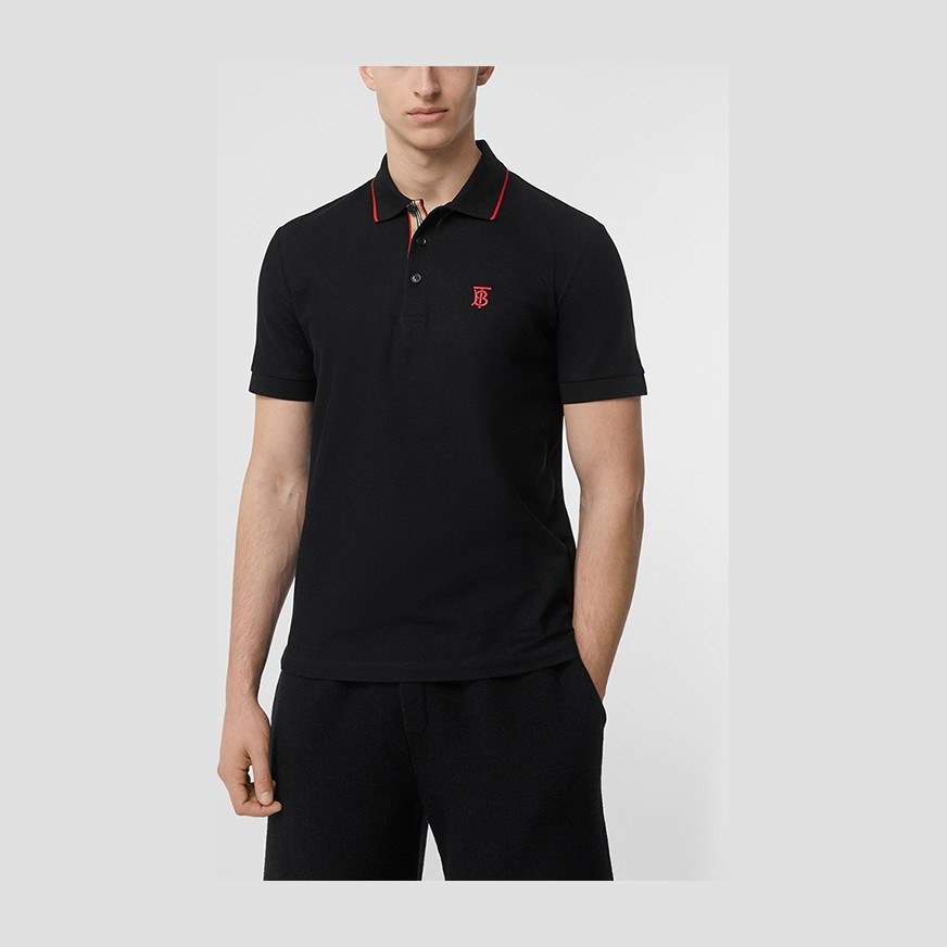Burberry Logo Embroidered Polo Shirt Black