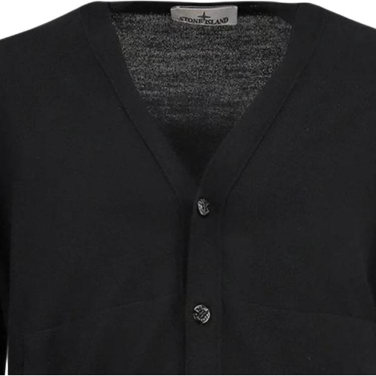 Stone Island V-Neck Knit Sweater Black