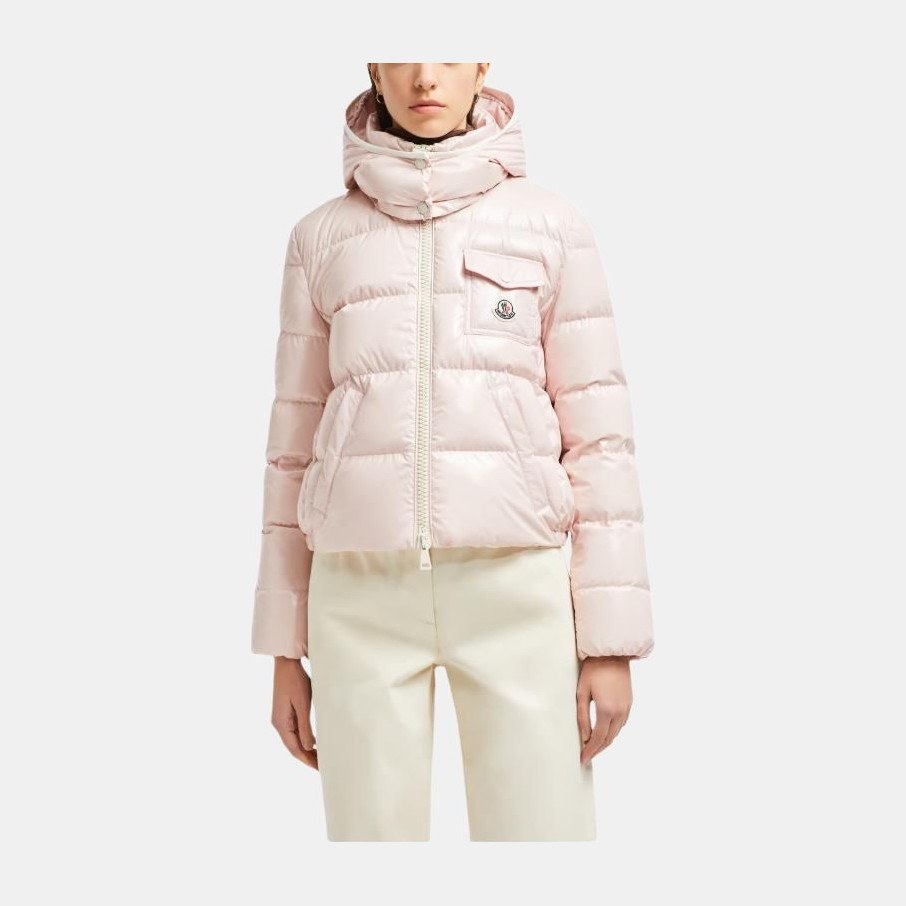 Moncler Logo Hooded Down Jacket Pink