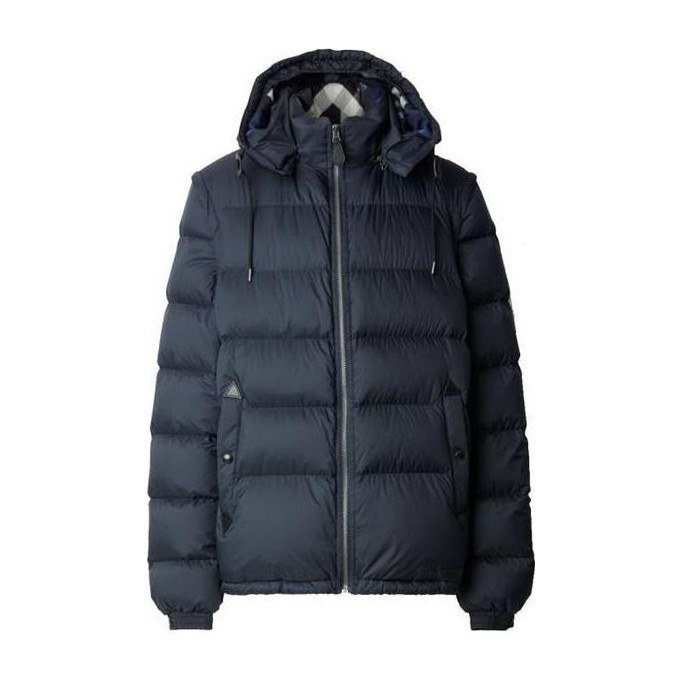 Burberry Quilted Down Hoodie Jacket Navy